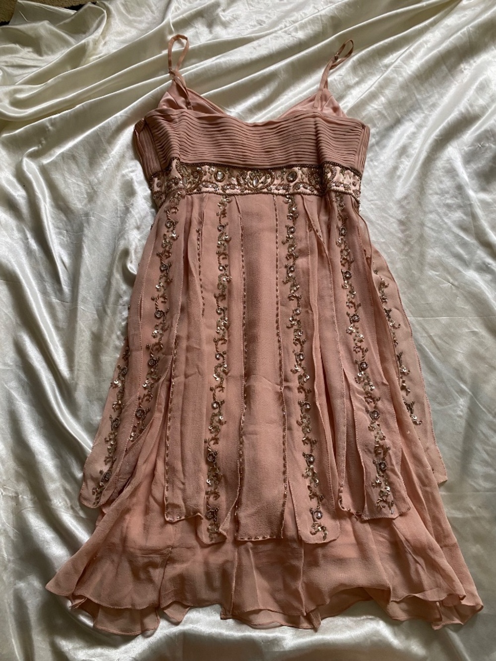 Rare Vintage y2k Sue Wong Pink Silk Beaded Flapper Party Dress Size 2 *read* - Picture 10 of 12
